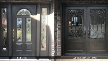 Custom residential doors before and after comparison