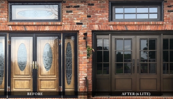 Elegant custom residential entry doors before and after comparison