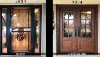 Custom residential entry doors before and after comparison
