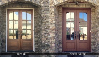 Custom residential entry doors before and after comparison