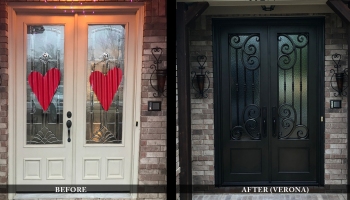 Custom residential doors before and after comparison